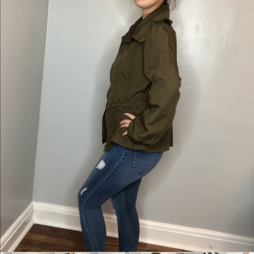 LOFT green water resistant utility ruffle jacket S - Picture 4 of 8